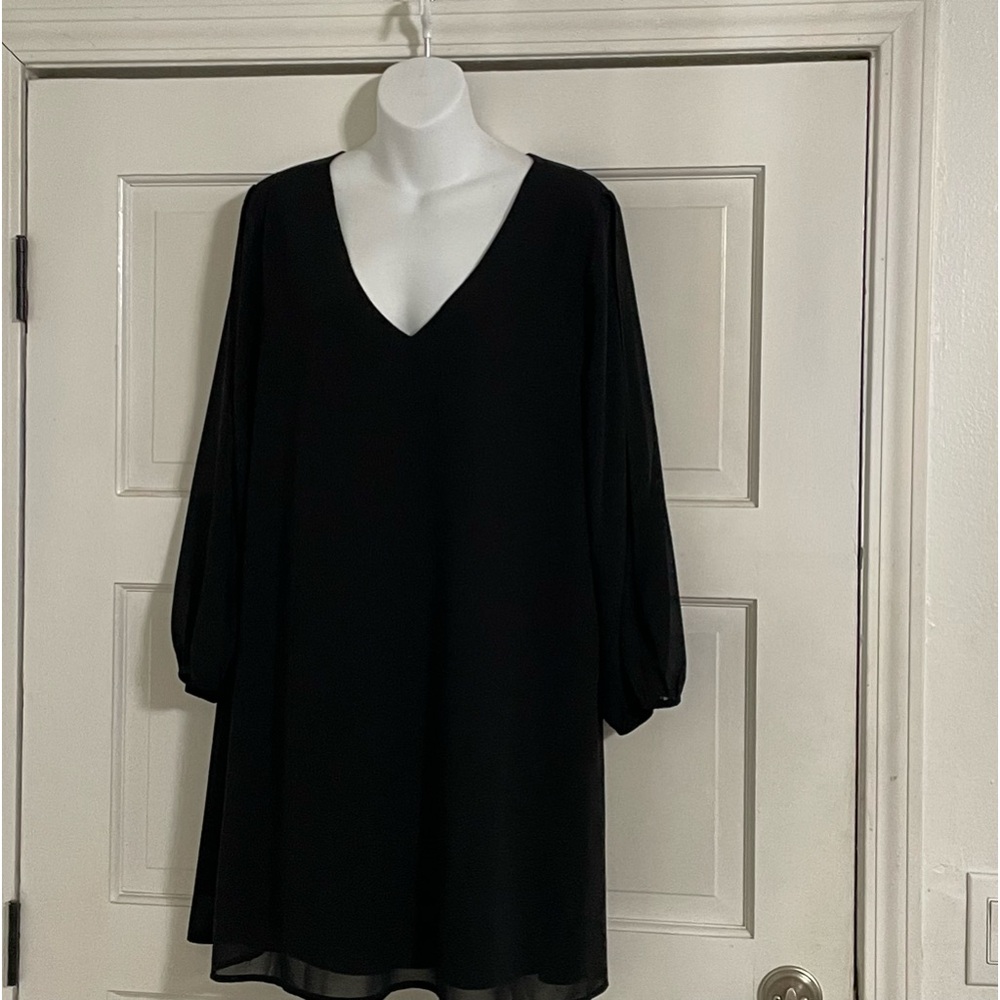 NEW Lulus Shifting Dears Black Long‎ Sleeve Dress